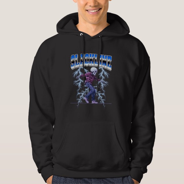 Slackline Slackliner Slackliner Skeleton 90s Boot Hoodie (Vorderseite)