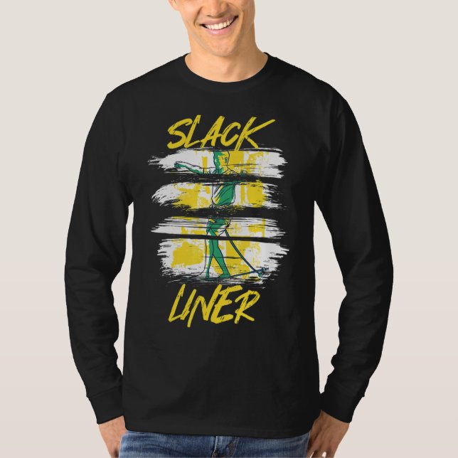 Slackliner Slackline Slacklining Tricklining Highl T-Shirt (Vorderseite)