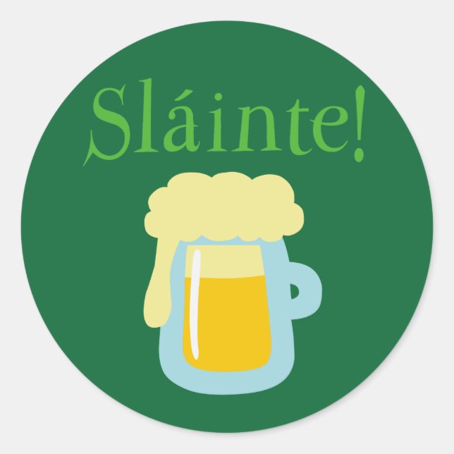 Sláinte Beer Runder Aufkleber (Vorderseite)