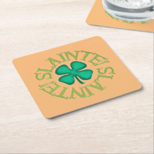 Slainte! Bräunungsgetränke auf Papier! Rechteckiger Pappuntersetzer