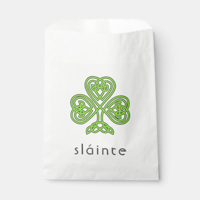 Slainte Celtic Kleeblatt Green St. Patrick's Day Geschenktütchen (Vorderseite)