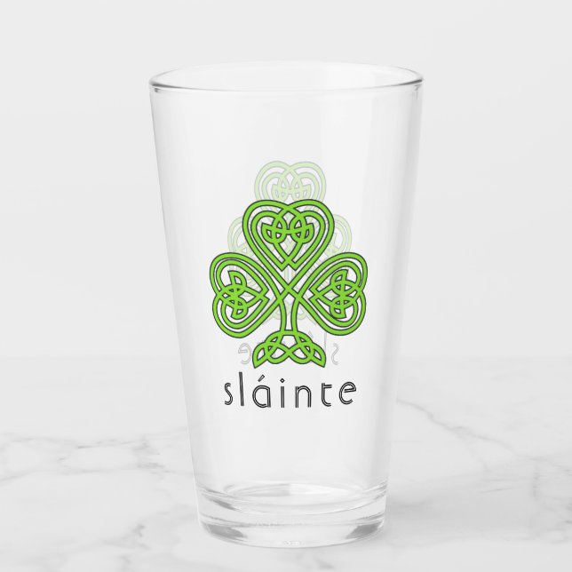 Slainte Celtic Kleeblatt Green St. Patrick's Day Glas (Vorderseite)