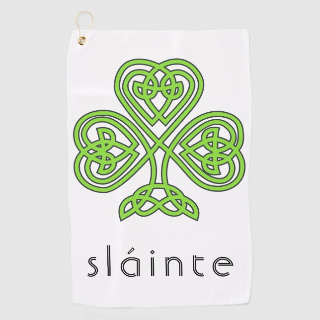 Slainte Celtic Kleeblatt Green St. Patrick's Day Golfhandtuch (Vorderseite)