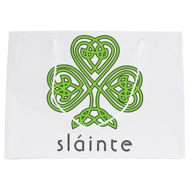 Slainte Celtic Kleeblatt Green St. Patrick's Day Große Geschenktüte (Vorderseite)