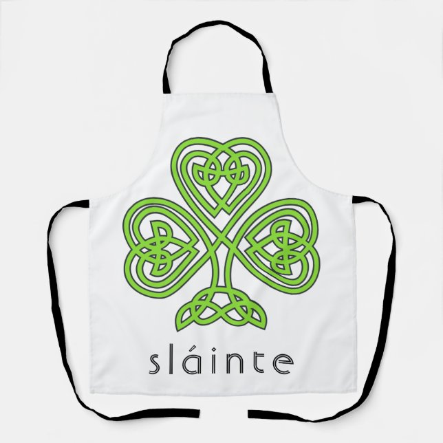Slainte Celtic Kleeblatt Green St. Patrick's Day Schürze (Vorderseite)