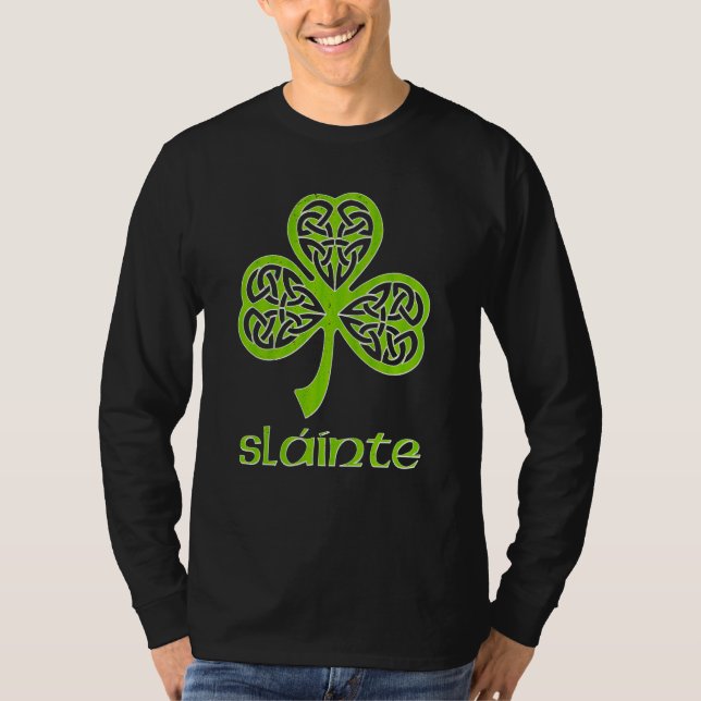 Sláinte Celtic Knot C St Patrick's Day Gaelic Slai T-Shirt (Vorderseite)