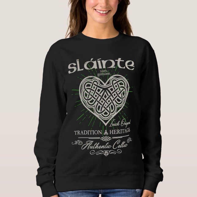 Sláinte Celtic Knot Heart St Patrick's Day Sweatshirt (Vorderseite)