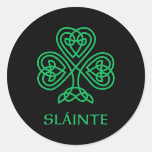 Slainte Celtic Knot Irish Kleeblatt Green Kleeblat Runder Aufkleber
