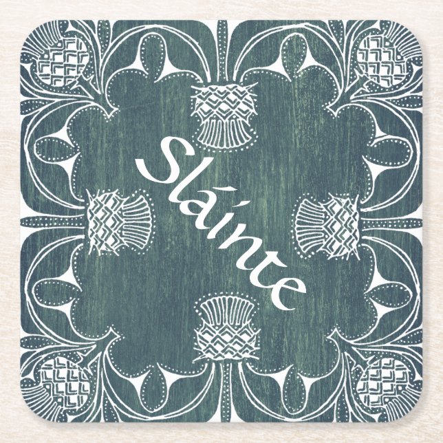 Sláinte Cheers Scottish Thistle Untersetzer (Vorderseite)