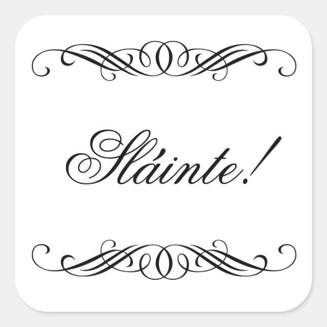 Slainte - Elegante Swirl Wedding Quadratischer Aufkleber (Vorderseite)