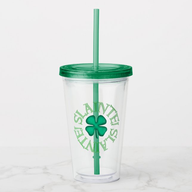 Slainte green acrylic tumbler acryltrinkbecher (Vorderseite)