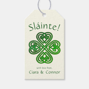 Sláinte Green Celtic Irish Kleeblatt Name Geschenkanhänger