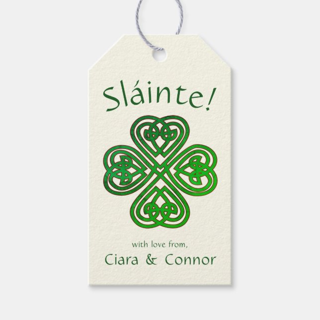 Sláinte Green Celtic Irish Kleeblatt Name Geschenkanhänger (Vorderseite)