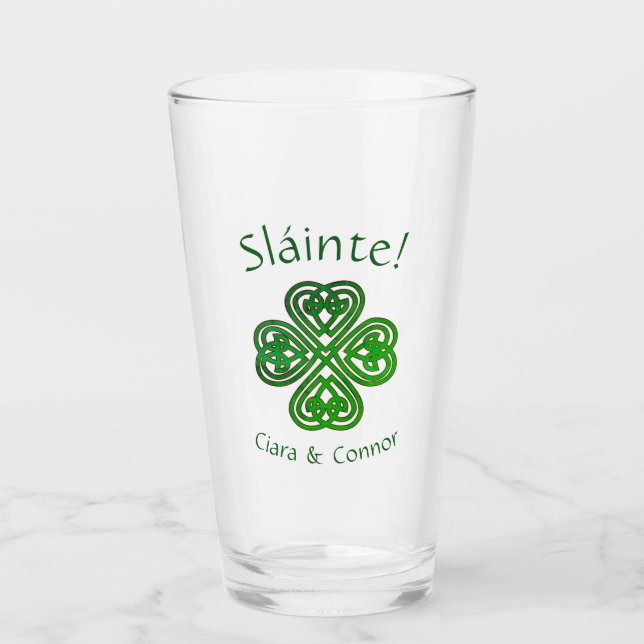 Sláinte Green Celtic Irish Kleeblatt Name Glas (Vorderseite)