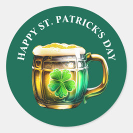 Sláinte Irish Bierbrauer Kleeblatt St Patrick's Da Runder Aufkleber
