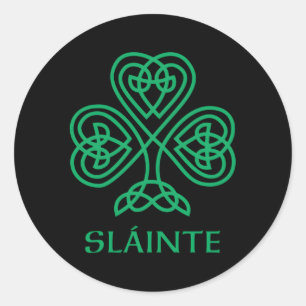 Slainte Irish Green Kleeblatt Celtic Knot Ireland Runder Aufkleber