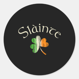 Slainte Irish Kleeblatt Flag Ireland St Patricks Runder Aufkleber