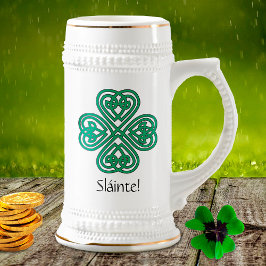 Sláinte Irish Kleeblatt Green Celtic Lucky Clover Bierglas