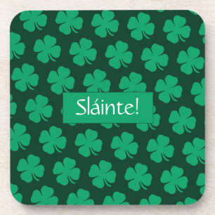 Sláinte Irish Shamrock Green Lucky Clover Getränkeuntersetzer