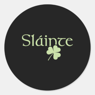 Slainte Kleeblatt Irish Lucky Green Irland St Patr Runder Aufkleber