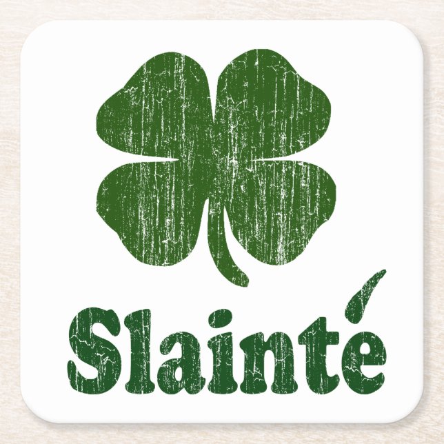 Slainte Kleeblatt Rechteckiger Pappuntersetzer (Vorderseite)