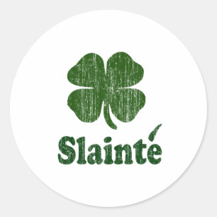 Slainte Kleeblatt Runder Aufkleber