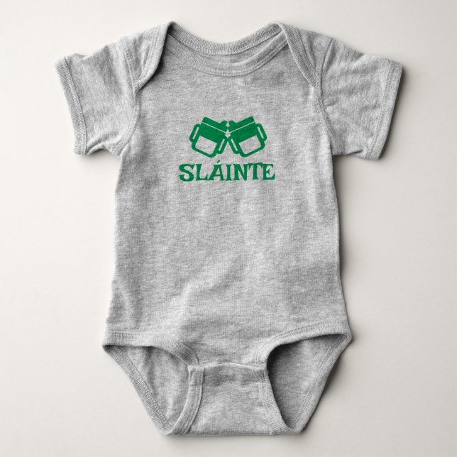 SLÁINTE sippy gray bodysuit  Baby Strampler (Vorderseite)