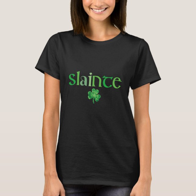 Slainte St Patricks Day Irish Shamrock Gaelic Tie  T-Shirt (Vorderseite)