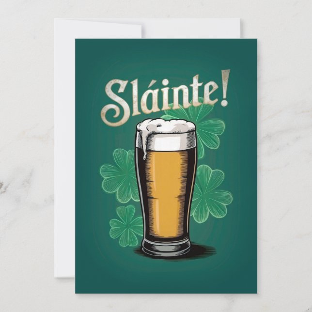 Slàinte! St. Patrick's Day Pint of Beer on Green (Vorderseite)