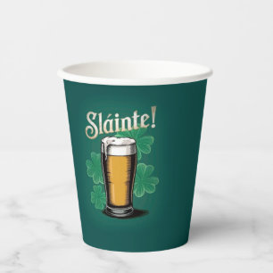 Slàinte! St. Patrick's Day Pint of Beer on Green Pappbecher
