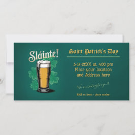 Slàinte! St. Patrick's Day Pint of Beer on Green Save The Date