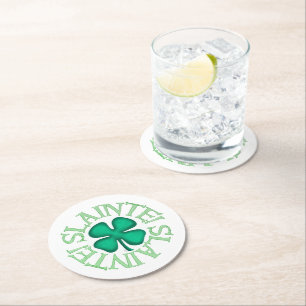 Slainte! Weißes Rundpapier trinken Coaster Runder Pappuntersetzer