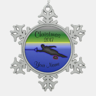 Slalom-Wasser-Ski-Weihnachtsverzierung Schneeflocken Zinn-Ornament