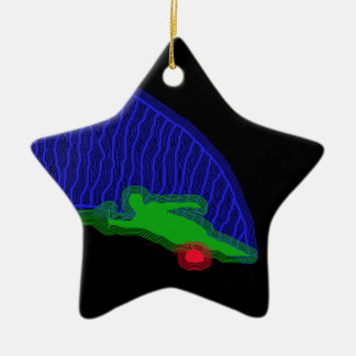 Slalom-Wasser-Skifahrer-Neon-Spray Keramikornament