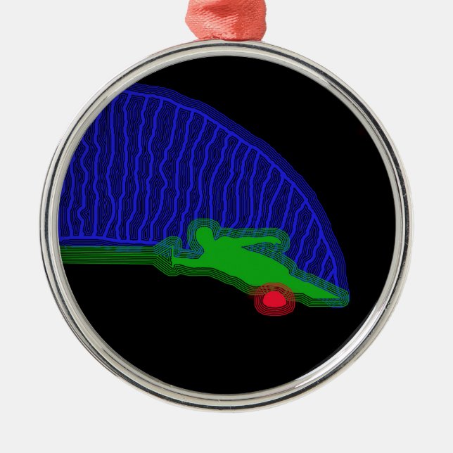 Slalom-Wasser-Skifahrer-Neon-Spray Ornament Aus Metall (Vorne)