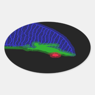 Slalom-Wasser-Skifahrer-Neon-Spray Ovaler Aufkleber