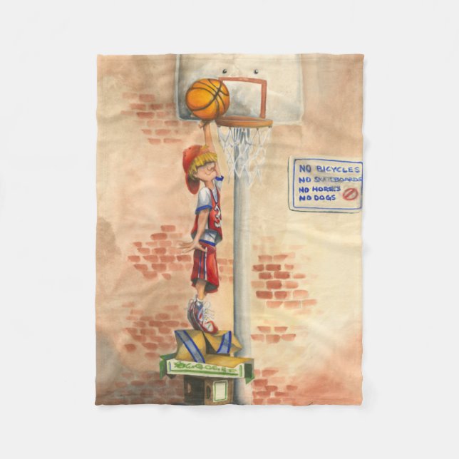 Slam Dunk auf Basketball Hoop von Jay Throckmorton Fleecedecke (Vorderseite)