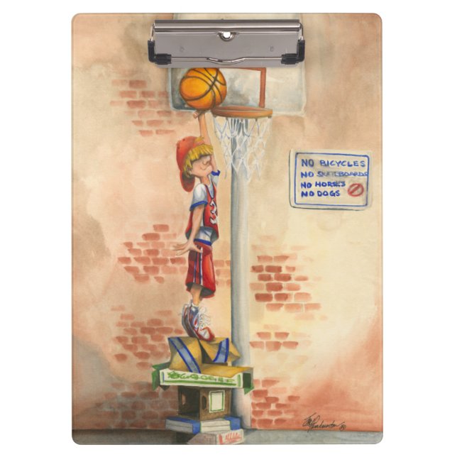 Slam Dunk auf Basketball Hoop von Jay Throckmorton Klemmbrett (Vorderseite)