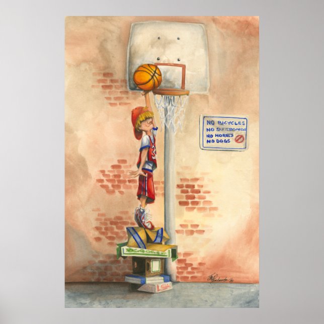 Slam Dunk auf Basketball Hoop von Jay Throckmorton Poster (Vorne)