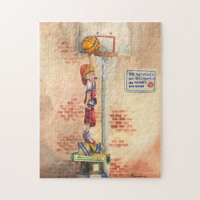 Slam Dunk auf Basketball Hoop von Jay Throckmorton Puzzle (Vertikal)