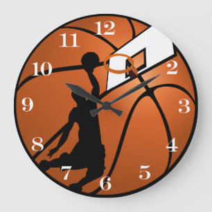 Slam Dunk Basketball Player mit Hoop on Ball Große Wanduhr