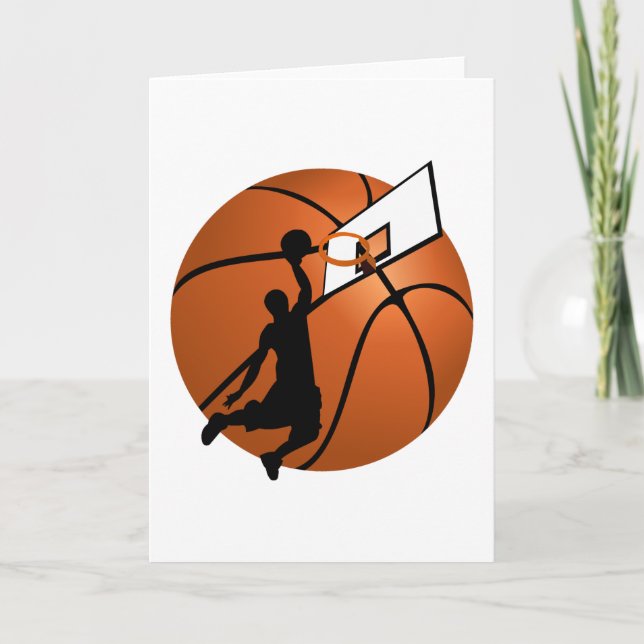 Slam Dunk Basketball Player mit Hoop on Ball Karte (Vorderseite)