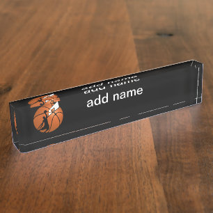 Slam Dunk Basketball Player mit Hoop on Ball Namensplakette