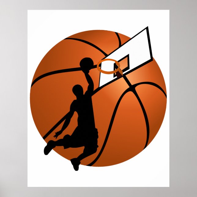 Slam Dunk Basketball Player mit Hoop on Ball Poster (Vorne)