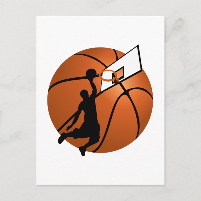 Slam Dunk Basketball Player mit Hoop on Ball Postkarte (Vorderseite)