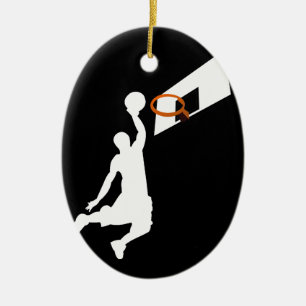 Slam Dunk Basketball Player - Weiße Silhouette Keramik Ornament