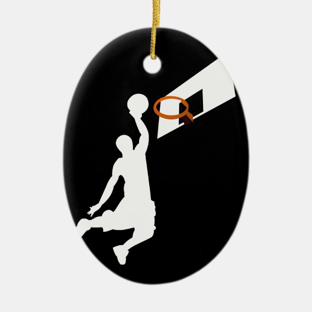 Slam Dunk Basketball Player - Weiße Silhouette Keramik Ornament (Vorne)