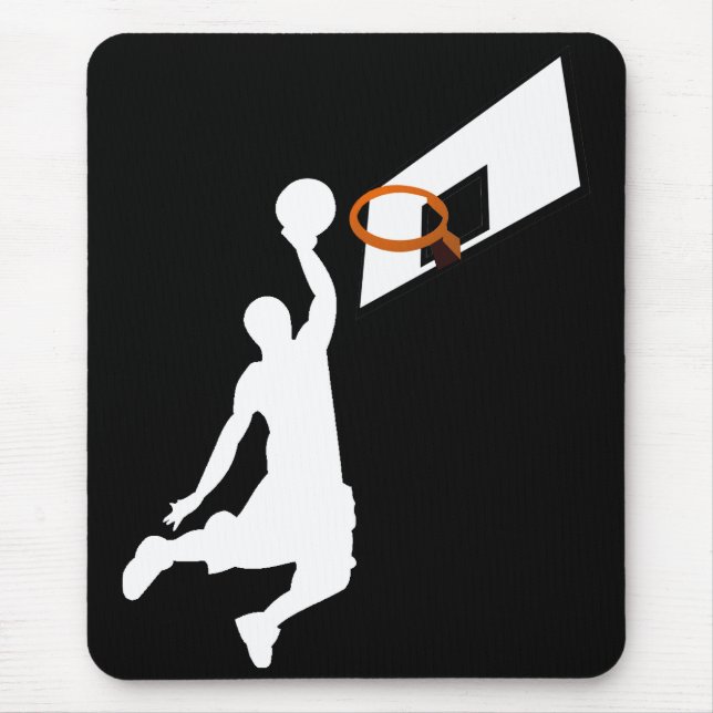 Slam Dunk Basketball Player - Weiße Silhouette Mousepad (Vorne)