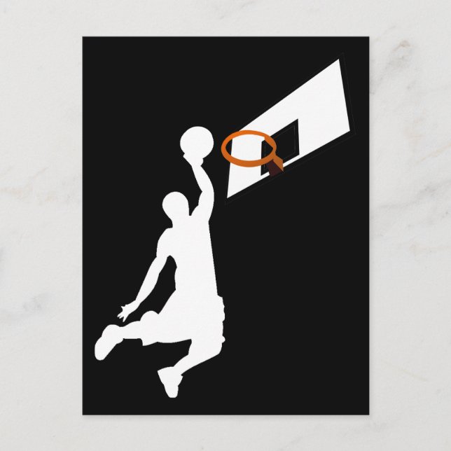 Slam Dunk Basketball Player - Weiße Silhouette Postkarte (Vorderseite)