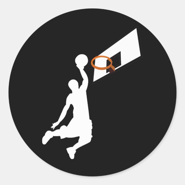 Slam Dunk Basketball Player - Weiße Silhouette Runder Aufkleber (Vorderseite)